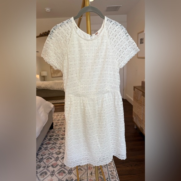 Free People Ivory White Lace Scalloped Candy Short Sleeve Mini Dress- Size 2 - Picture 2 of 8
